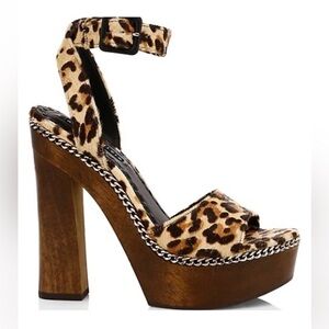 Alice + Olivia Leopard Print Platform Sandals in Tan and Black